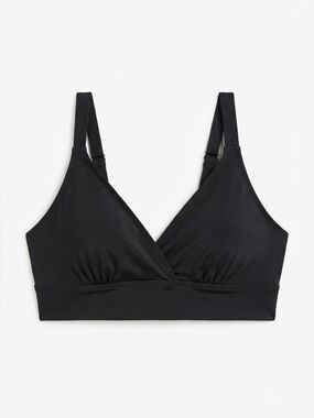 Black Cross Front Swim Top Size 16W V-Neck Adjustable Straps Bikini Tankini